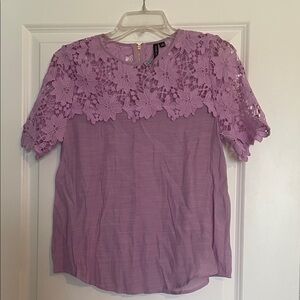 Ashley Blue Lavender Floral Lace Blouse